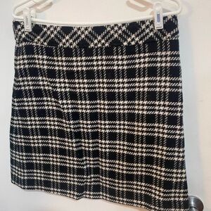 J. Crew Black and Cream Tweed Checkered Mini Skirt
